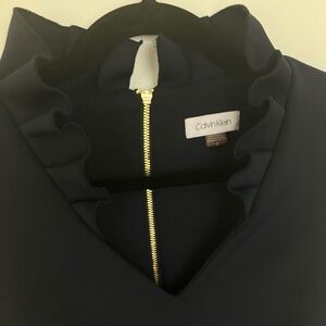 Black Scuba Calvin Klein work dress with classic neckline